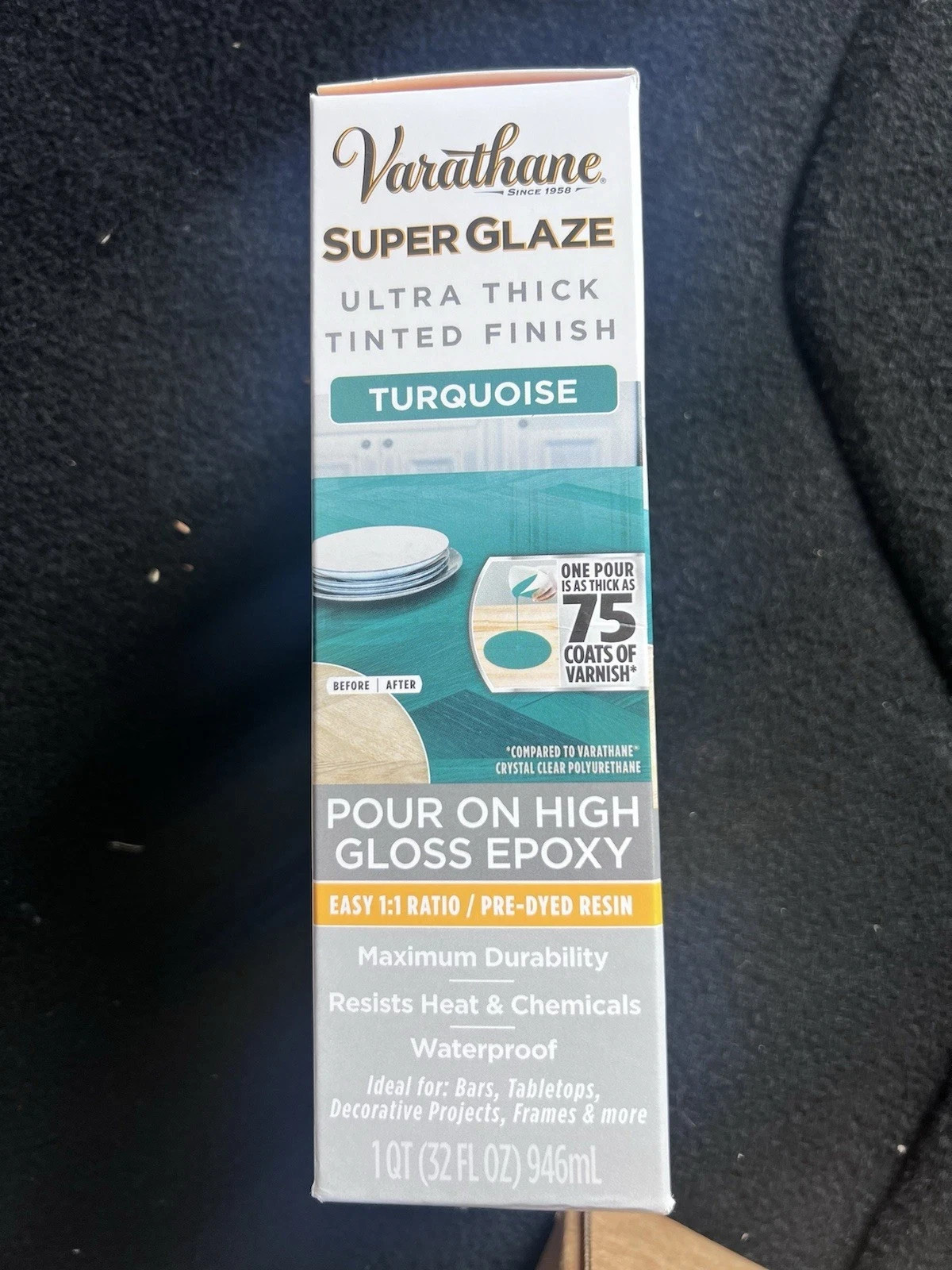 Varathane Super Glaze Pour-On High Gloss Epoxy Quart -Turquoise FREE SHIPPING