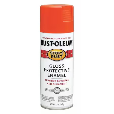 Rust-Oleum 214084 Spray Paint, Orange, Gloss, Solvent, 12 Oz