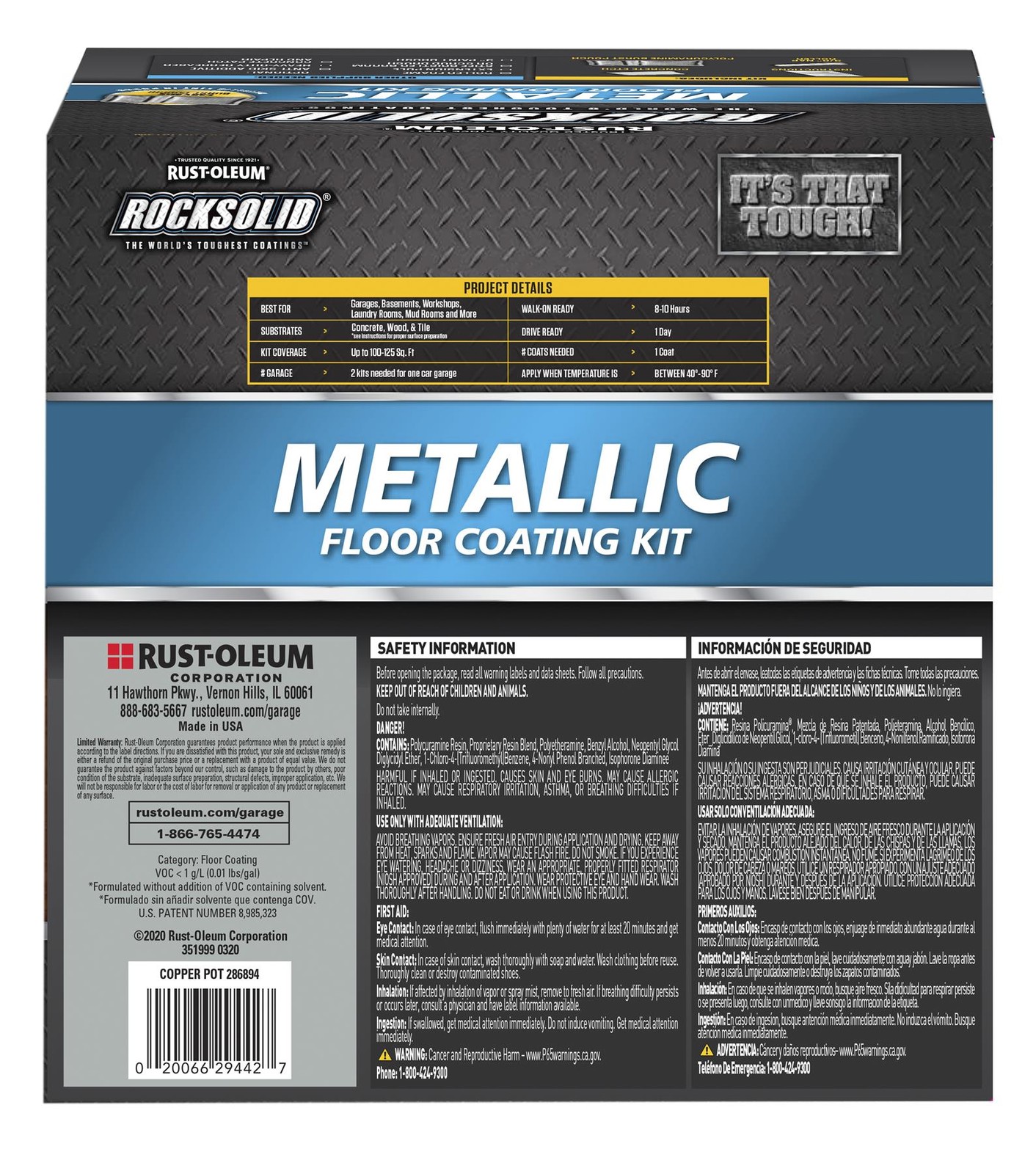 RockSolid Metallic Floor Coating Kit, Copper Pot, High Gloss, 80 Oz – 286894