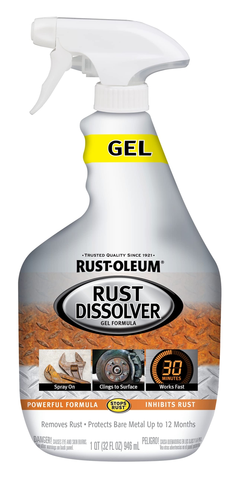 Rust Oleum Rust Dissolver Spray Gel 32 Oz Gel Clings To Metal Quickly Removes…