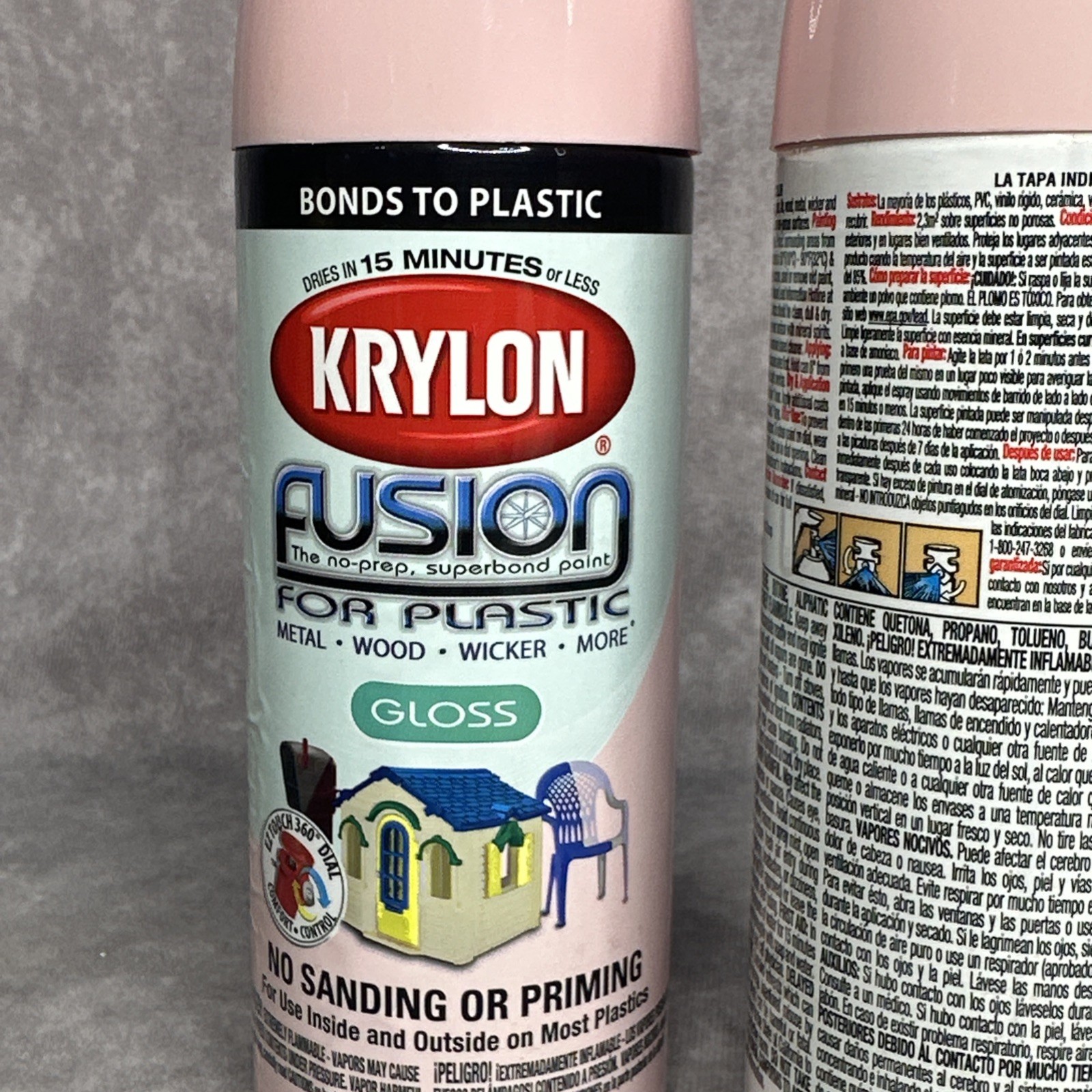 2 Krylon Fusion For Plastic Spray Paint 2331 Gloss Fairy Tale Pink Discontinued