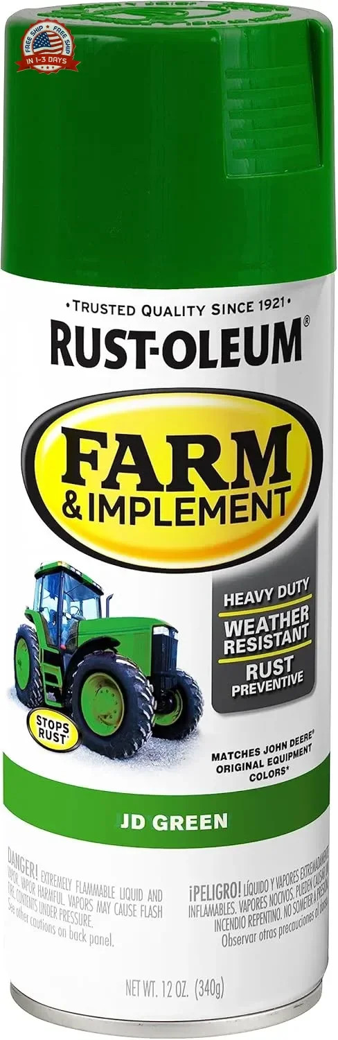 Rust-Oleum 280124 Farm & Implement Spray Paint, 12 oz, JD Green
