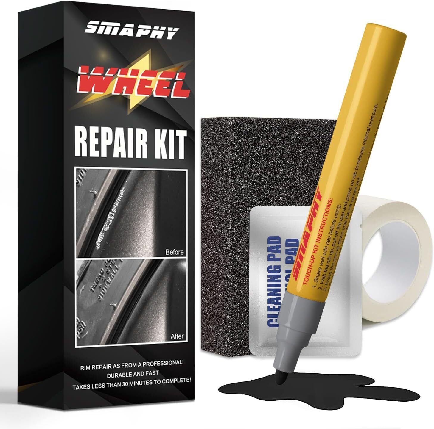 Wheel Repair Kit Gloss Black Rim Touch Up Paint Wheel Touch Up Paint Car Rim