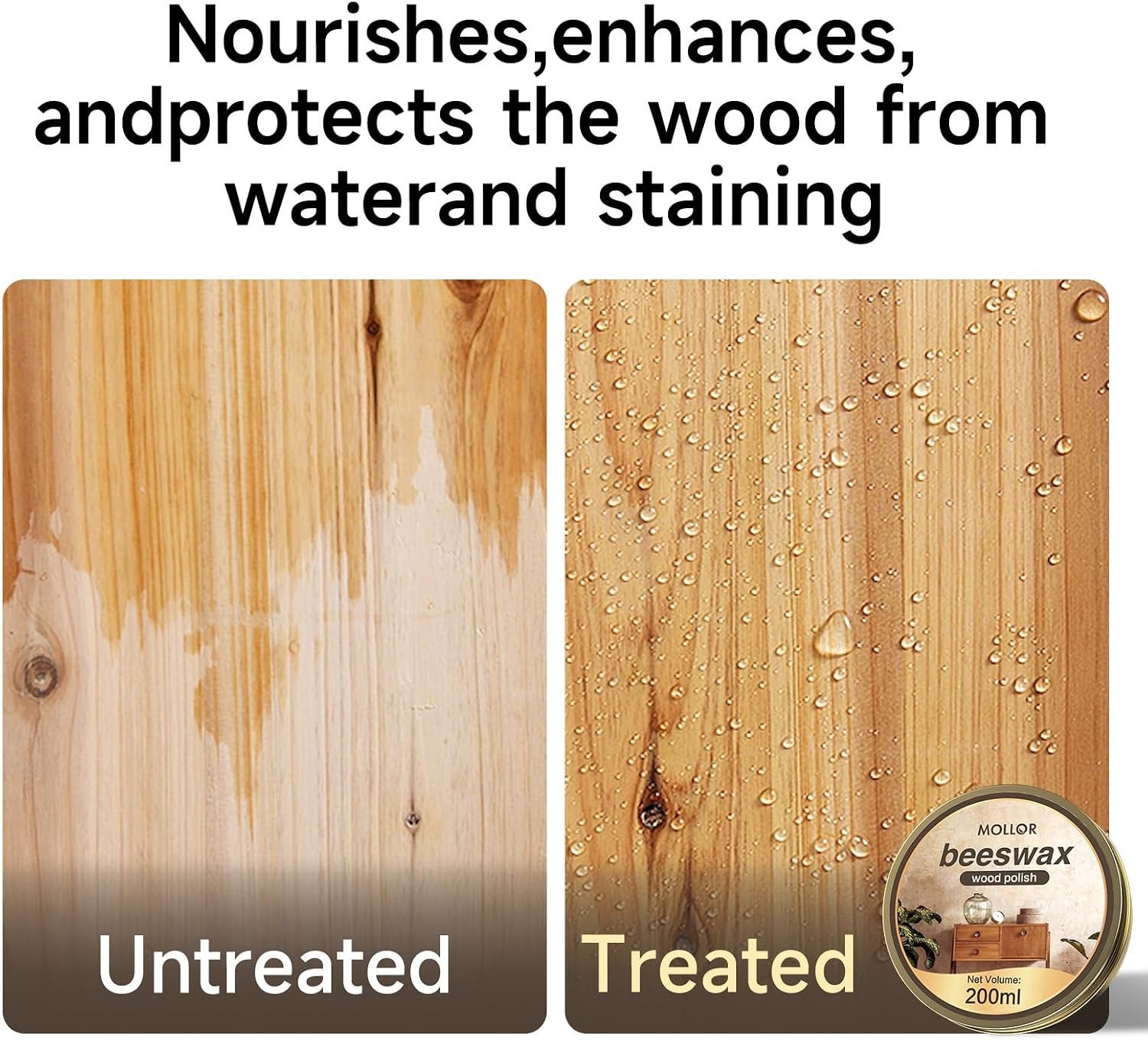 Multipurpose Beeswax Polish – 200g Wood Conditioner with Sponge & Scraper