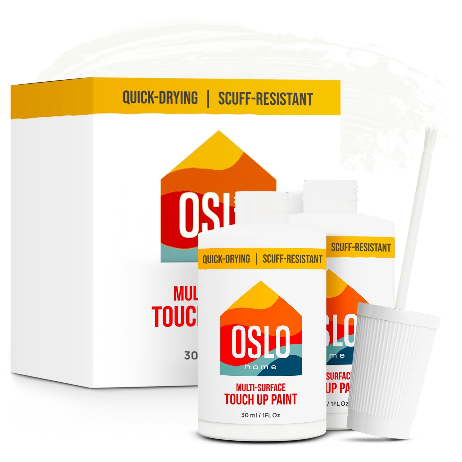 Oslo Home Touch Up Paint, Bright White, two 1oz., Satin, w/brush in bottle, Q…
