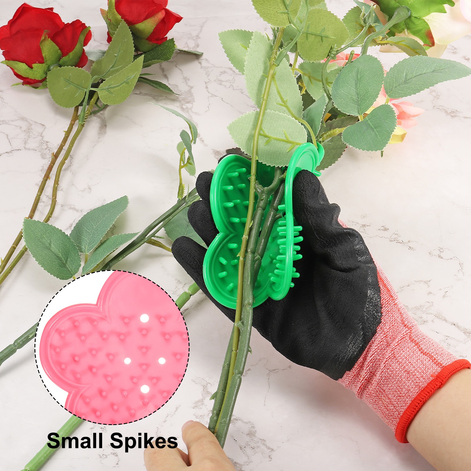 2pcs Rose Stem Leaf Thorn Stripper Remover Tool Stripping Kit Pink