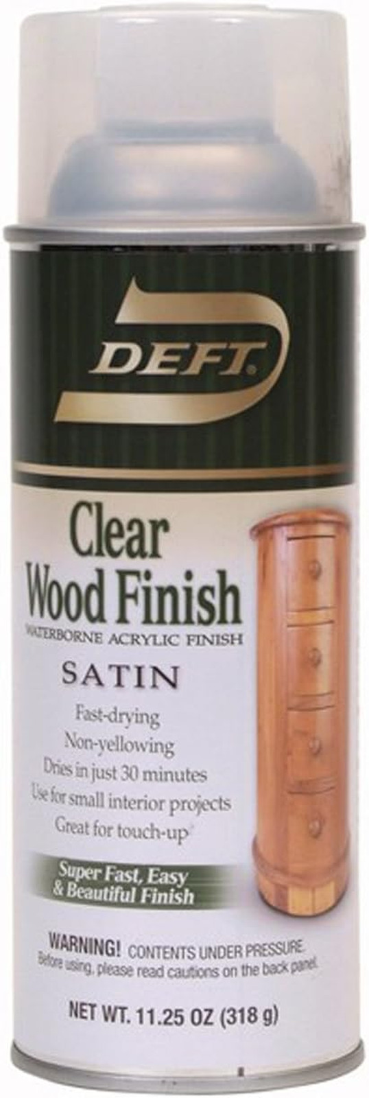Interior Water-Based Clear Wood Finish Satin Spray, 11.25-Ounce Aerosol