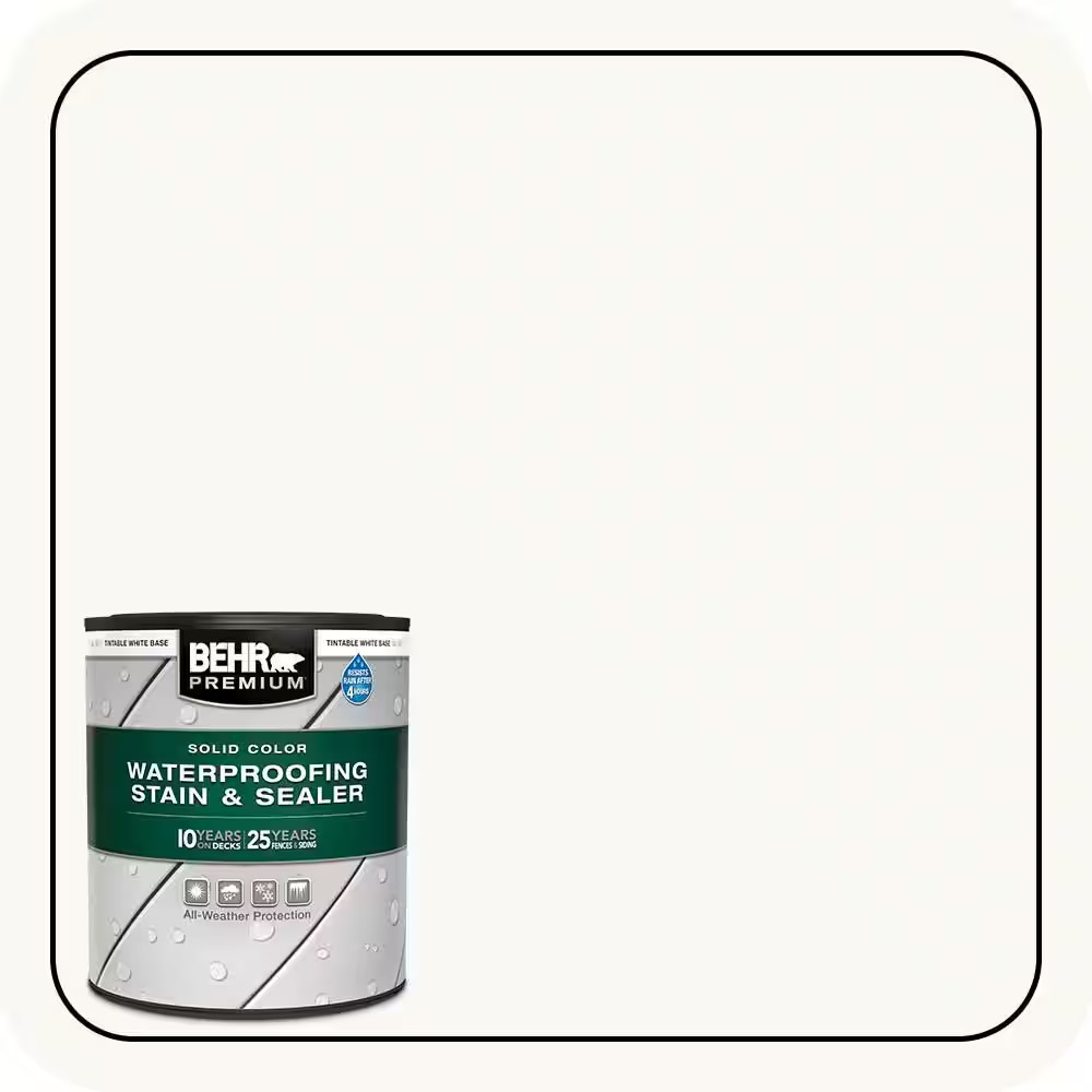 1 Qt. White Base Solid Color Waterproofing Exterior Wood Stain and Sealer