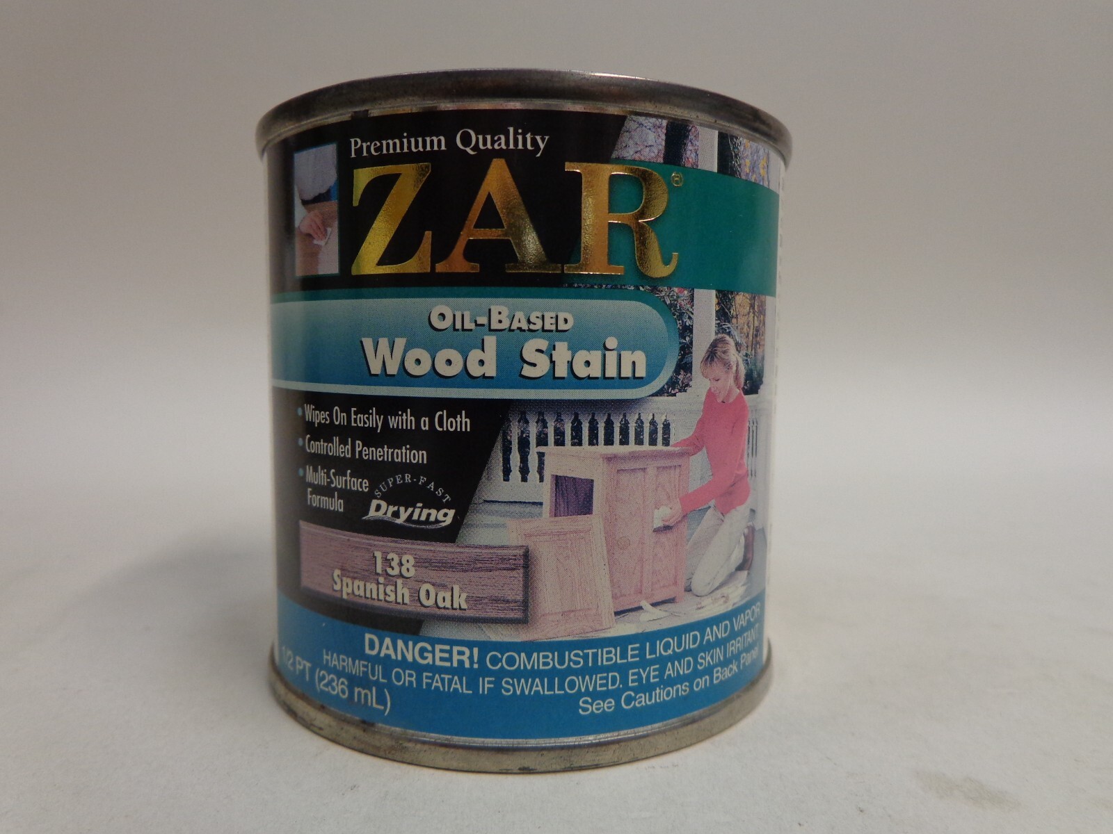 Zar 138 Spanish Oak 1/2 Pint Can Oil Based Wood Stain