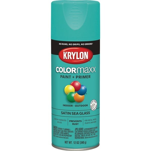 12-Krylon Colormaxx Satin Spray Paint & Primer, Sea Glass Model: K05576007