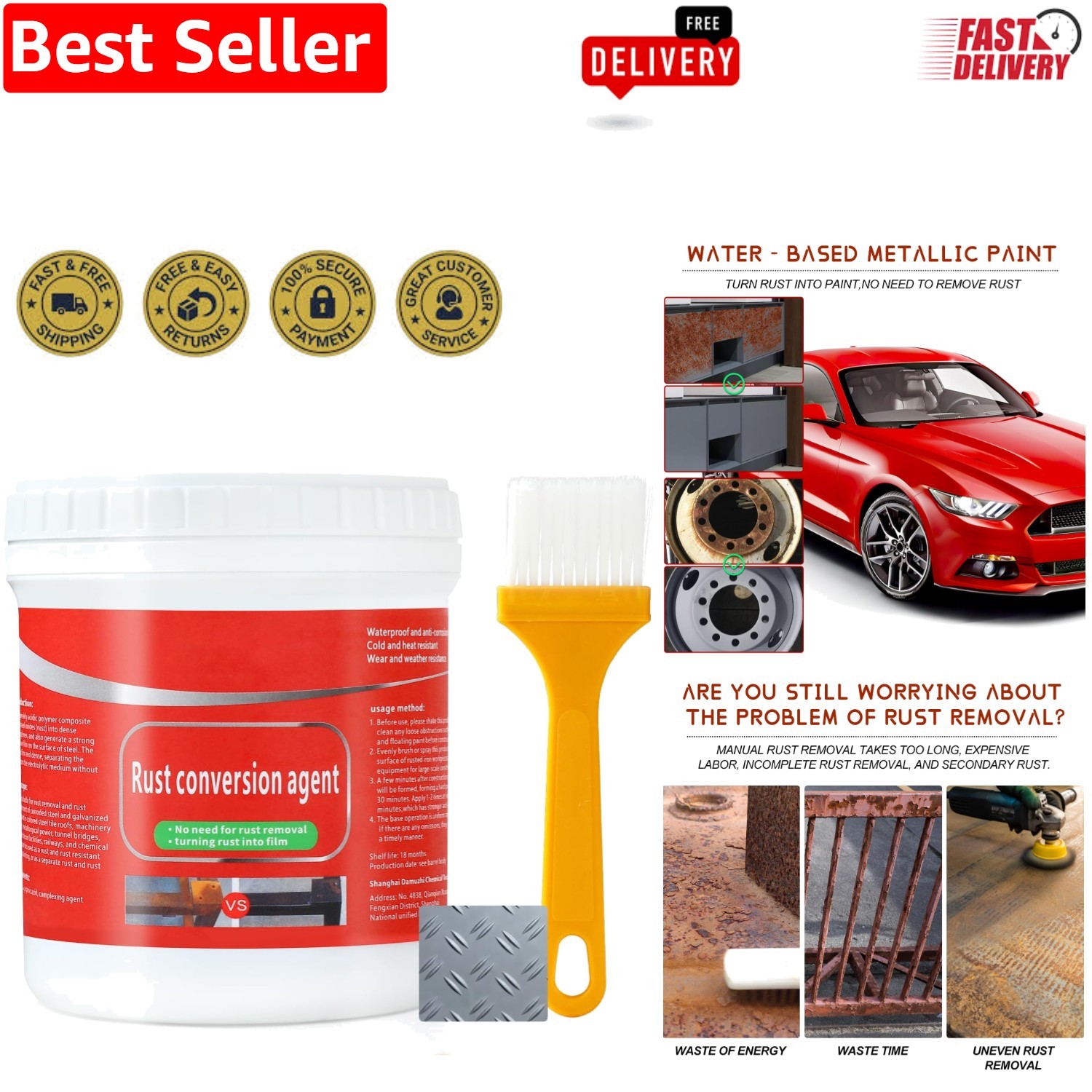 Anti Rust Converter Paint for Car Chassis & More: Easy-to-Use Waterproof Formula