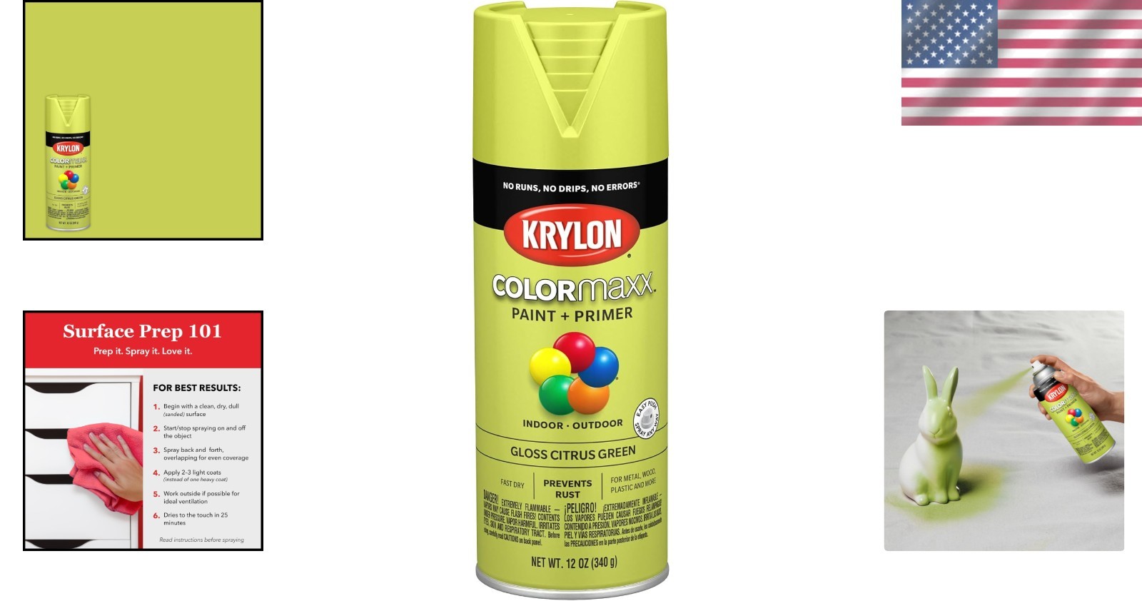 Versatile 12 oz Gloss Citrus Green Spray Paint & Primer for Indoor/Outdoor Use