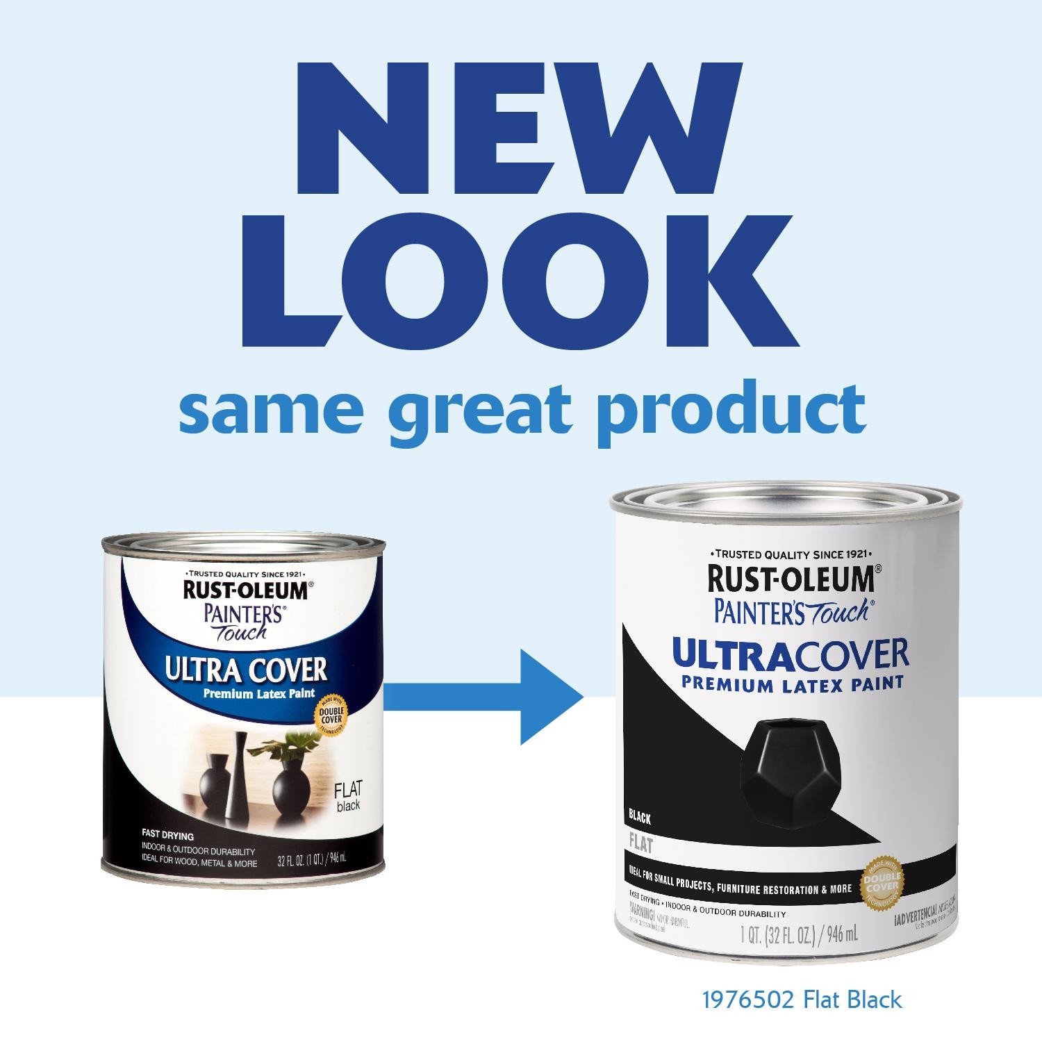 Rust-Oleum Painters Touch Ultra Cover Flat Black Paint Indoor/Outdoor 250g/L 1Qt