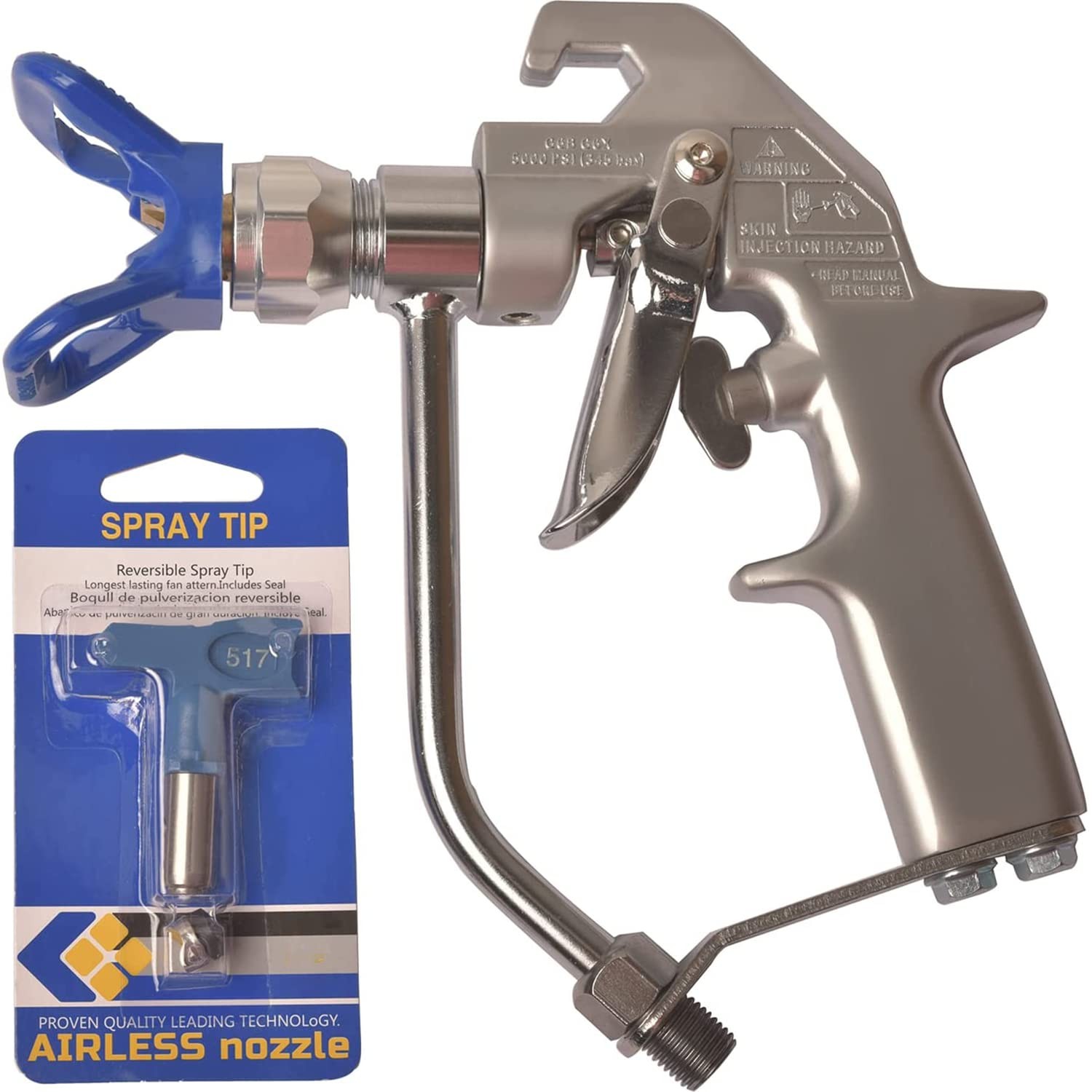 5000PSI Airless Paint Spray Gun with Tip Guard and 517 TIP,for Airless Paint …