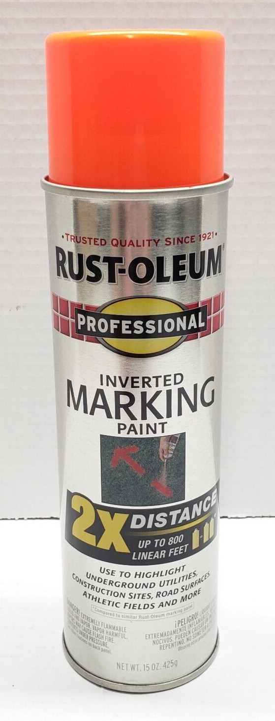 Rust-Oleum 266590 6PK Inverted Marking Paint 15oz Fluorescent Red-Orange 6Pack