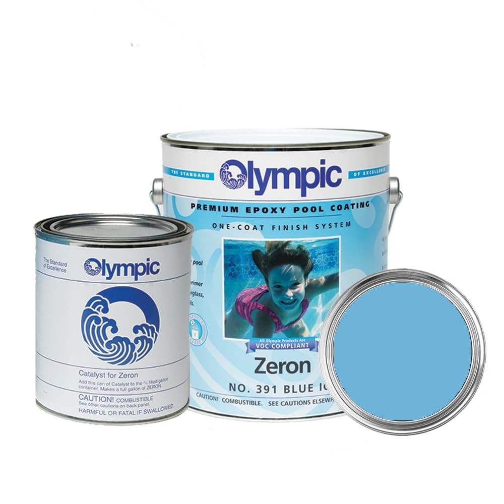 Olympic Pool Paint Zeron Blue Ice 1 Gallon two-part epoxy swimming pool paint