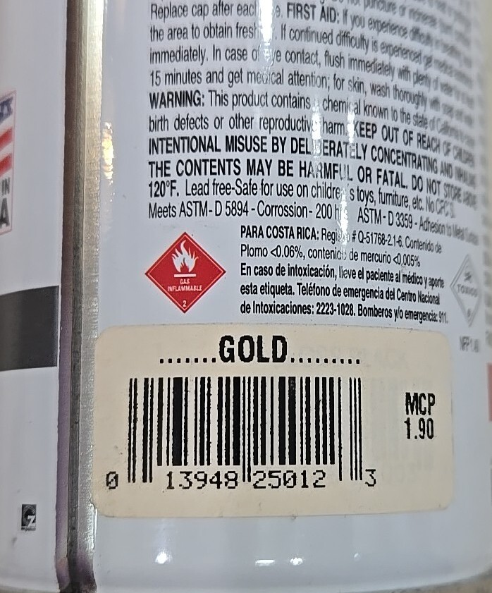 Pack of (5) Gold Spray Paint 11 Oz. Ends Rust Quick Drying Made USA.