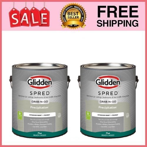 2 Pack Spred Grab-N-Go Precipitation/Gray, Flat Interior Paint w Primer, 1Gal Pk