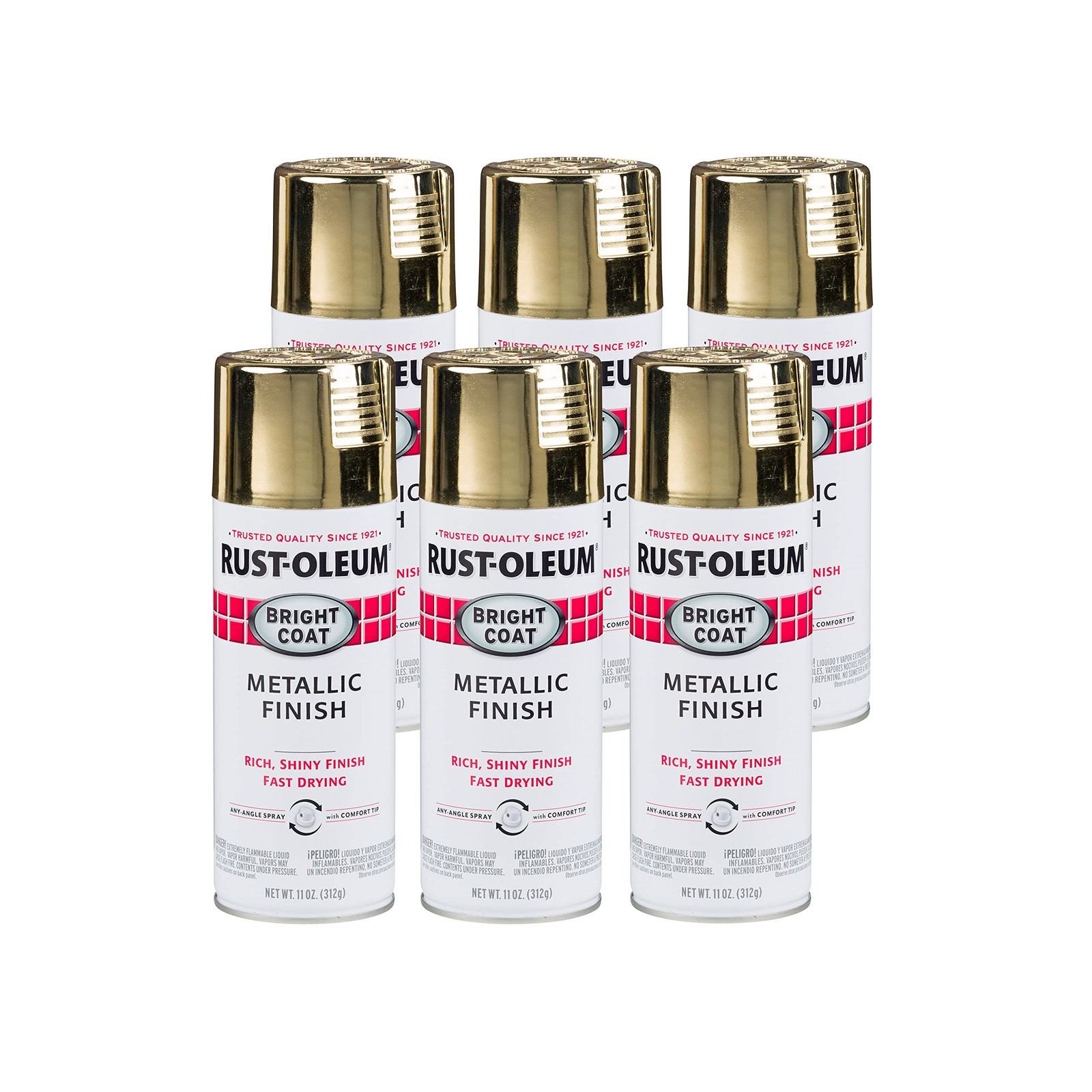 Rust Oleum Stops Rust Metallic Spray Paint 11Oz Pack Of 6 Gold Interior Finish