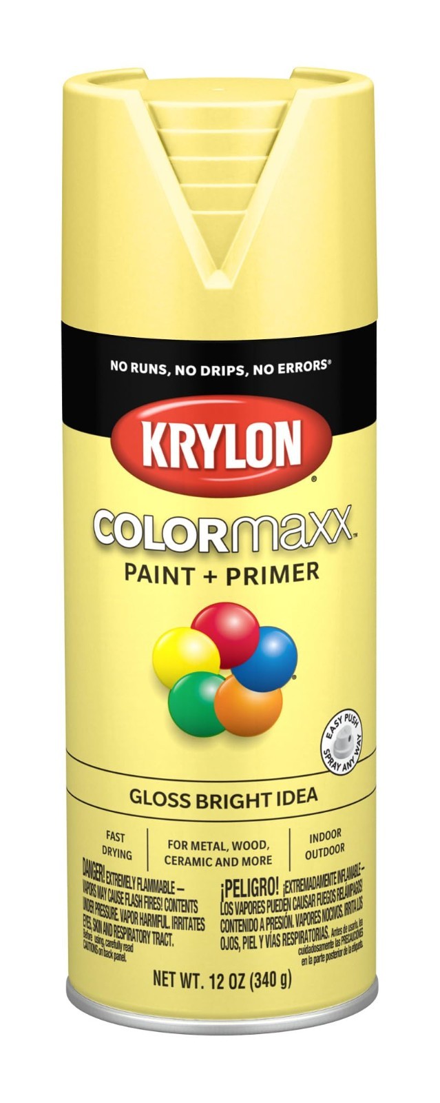 Gloss Spray Paint 12 Oz, Bright Idea Color, Fast-Drying, Indoor/Outdoor Use