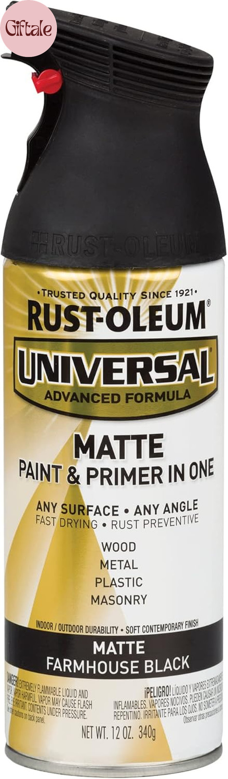 330505 Universal All Surface Spray Paint, 12 Oz, Matte Farmhouse Black
