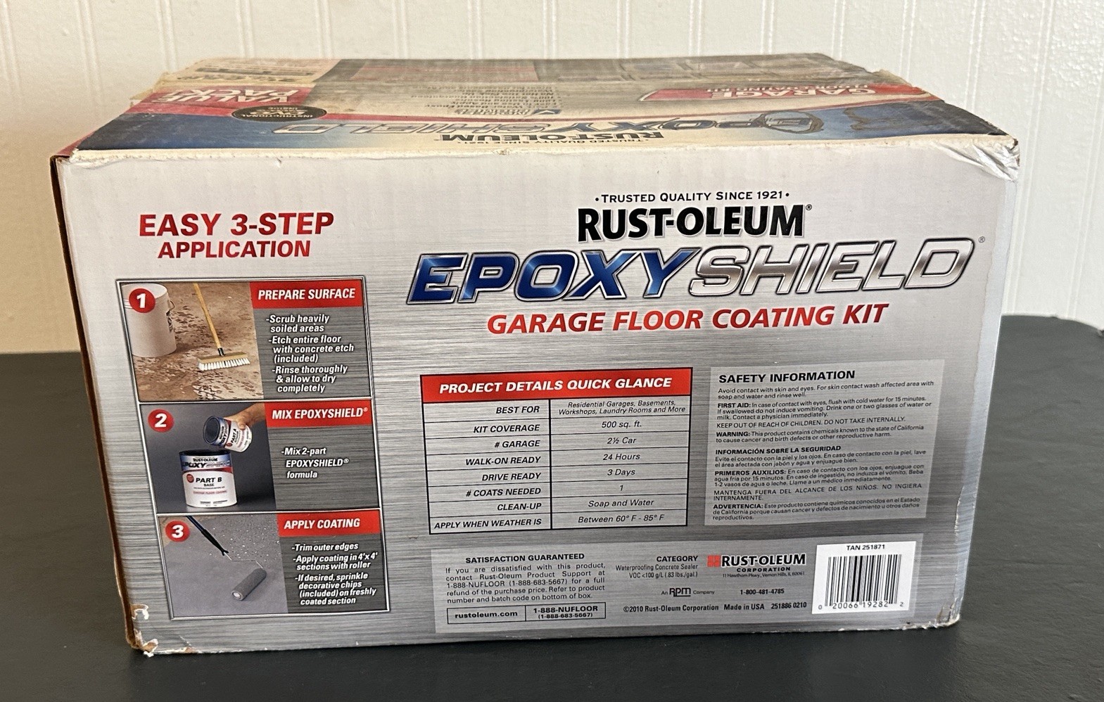 Garage Epoxy Shield Floor Kit Tan High-Gloss 2.5-Car Waterproof Sealant
