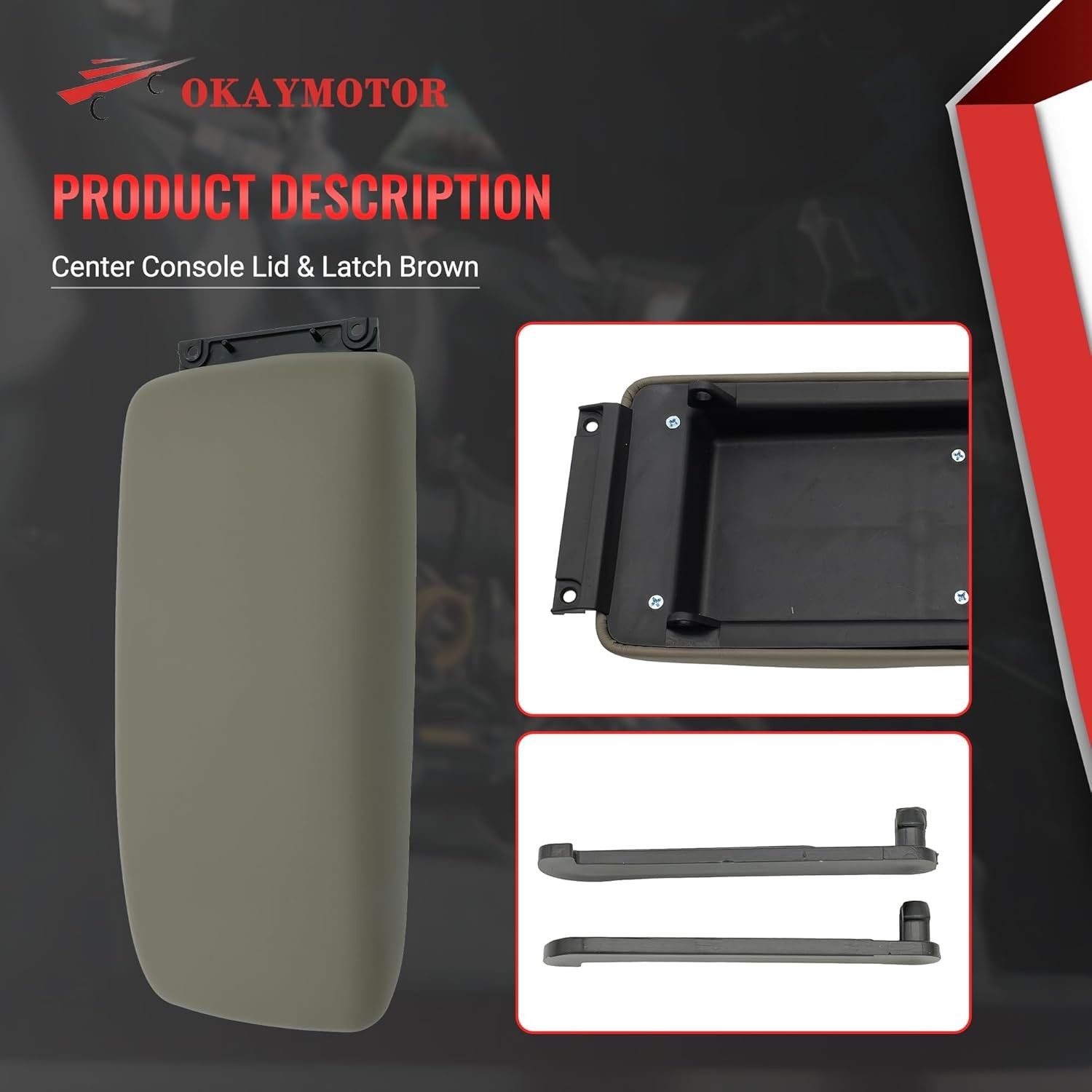 Center Console Lid & Latch Brown for 1995-2000 Toyota Tacoma 1996-1998 4Runner 2
