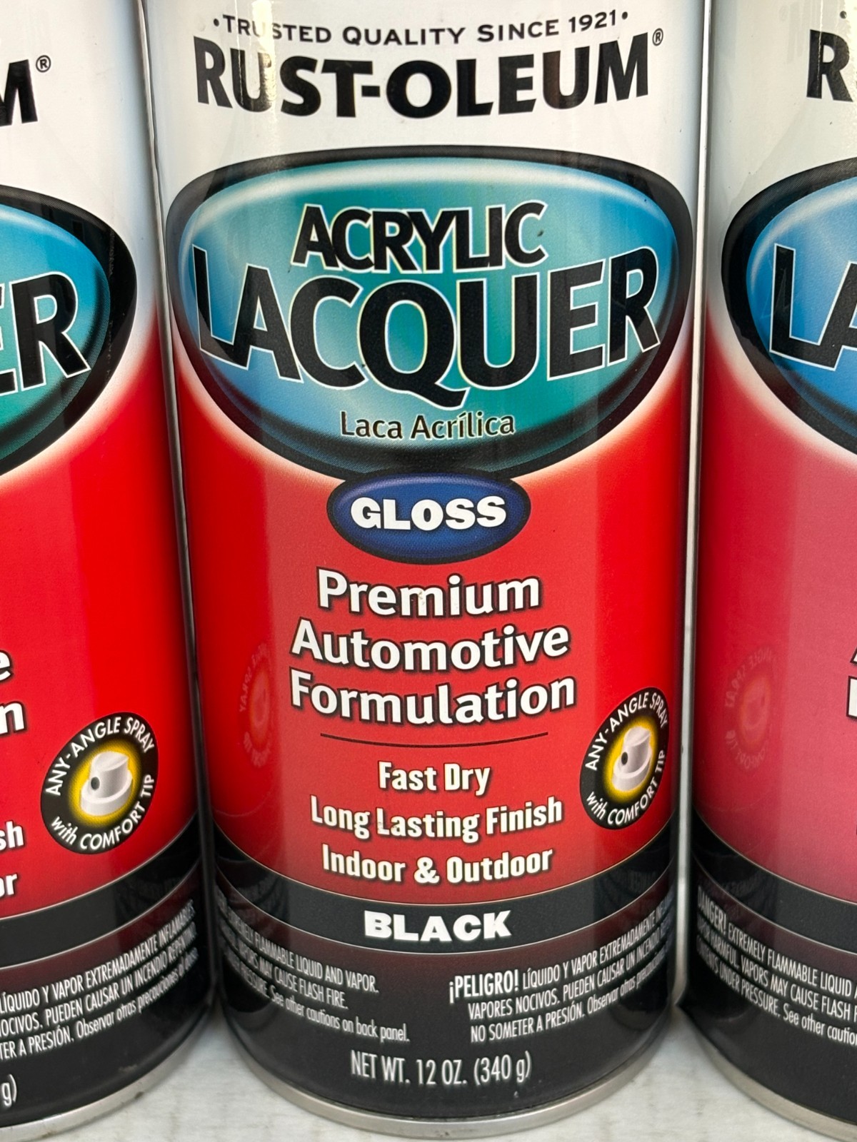 (3) RUST-OLEUM AUTOMOTIVE 253365 GLOSS BLACK ACRYLIC LACQUER FAST DRY 12 oz CANS