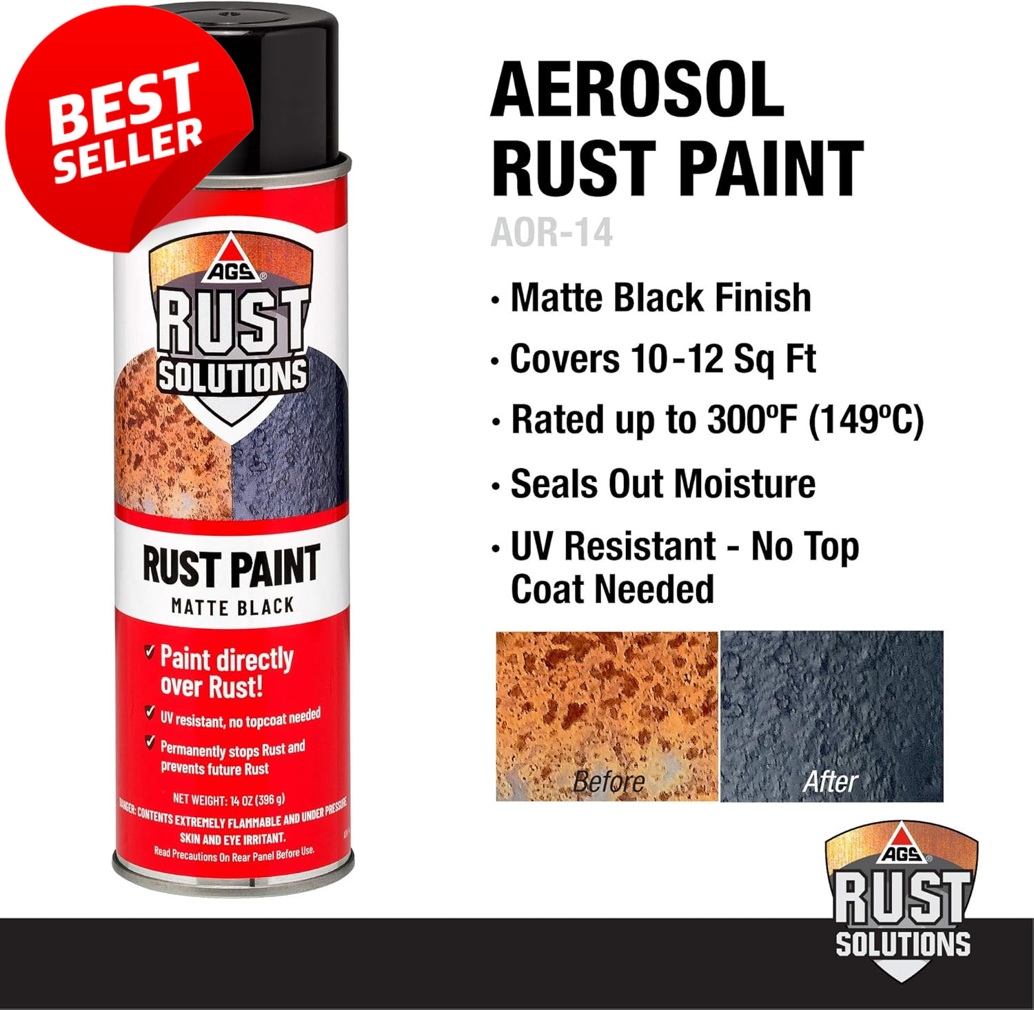 Rust Spray Paint 14oz Matte Black Finish for All Surfaces Weather Resistant – US