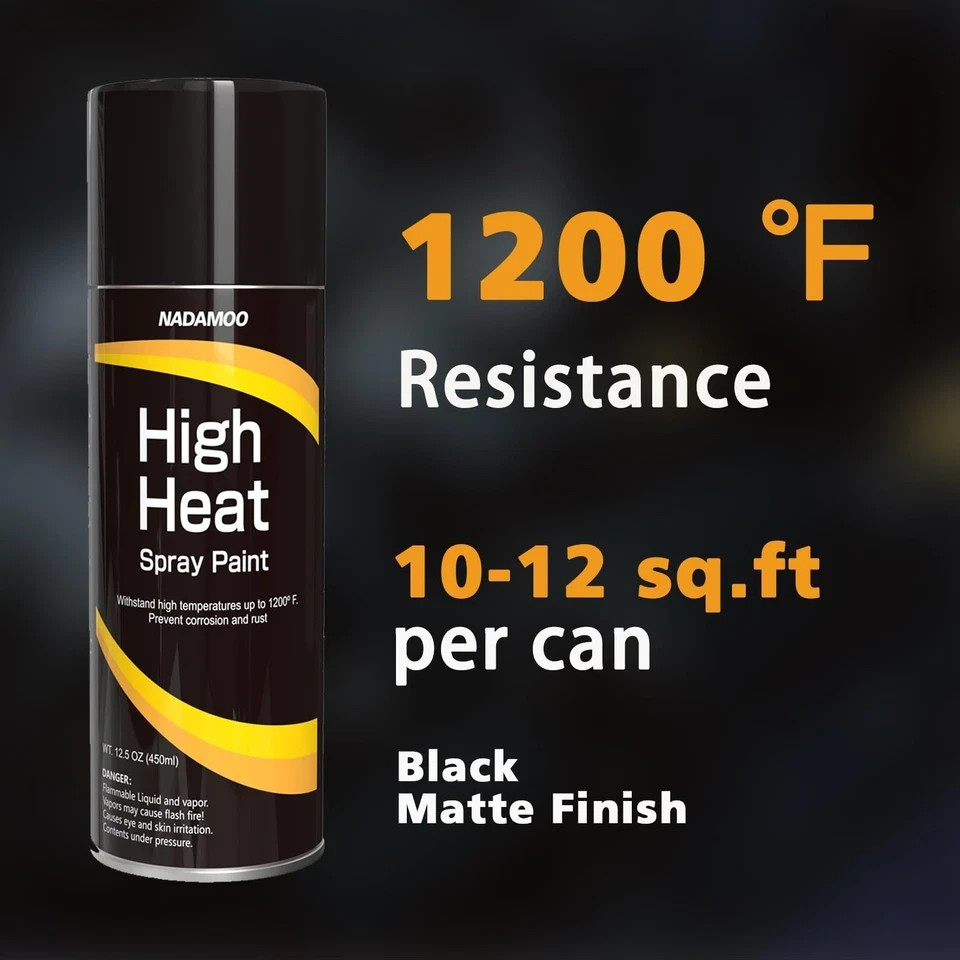 NADAMOO High Heat Spray Paint for Metal, Matte 12.5 Ounce (Pack of 1), Black