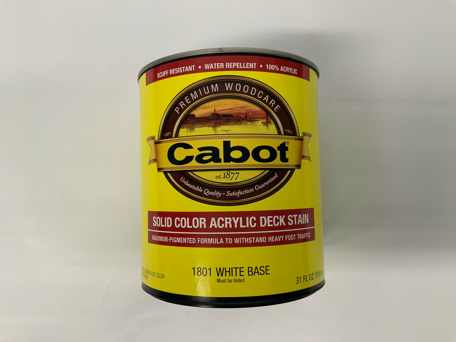 Cabot SOLID COLOR ACRYLIC DECK STAIN 31 fl oz 1801 WHITE BASE TINTABLE NEW!
