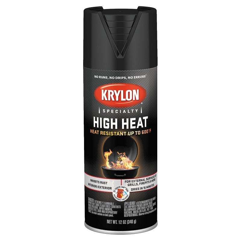 Krylon K01618777 Spray Spray Paint, Satin, Black, 12 oz, Aerosol Can