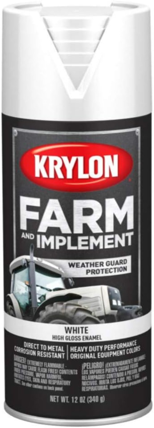 Farm & Implement Spray Paint, High Gloss, White, 12 oz