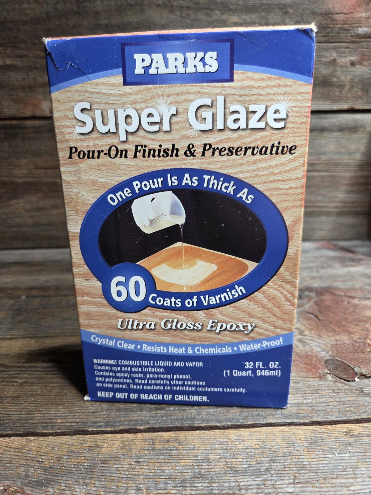 Parks Super Glaze Pour-On Finish & Preservative Crystal Clear Ultra Gloss