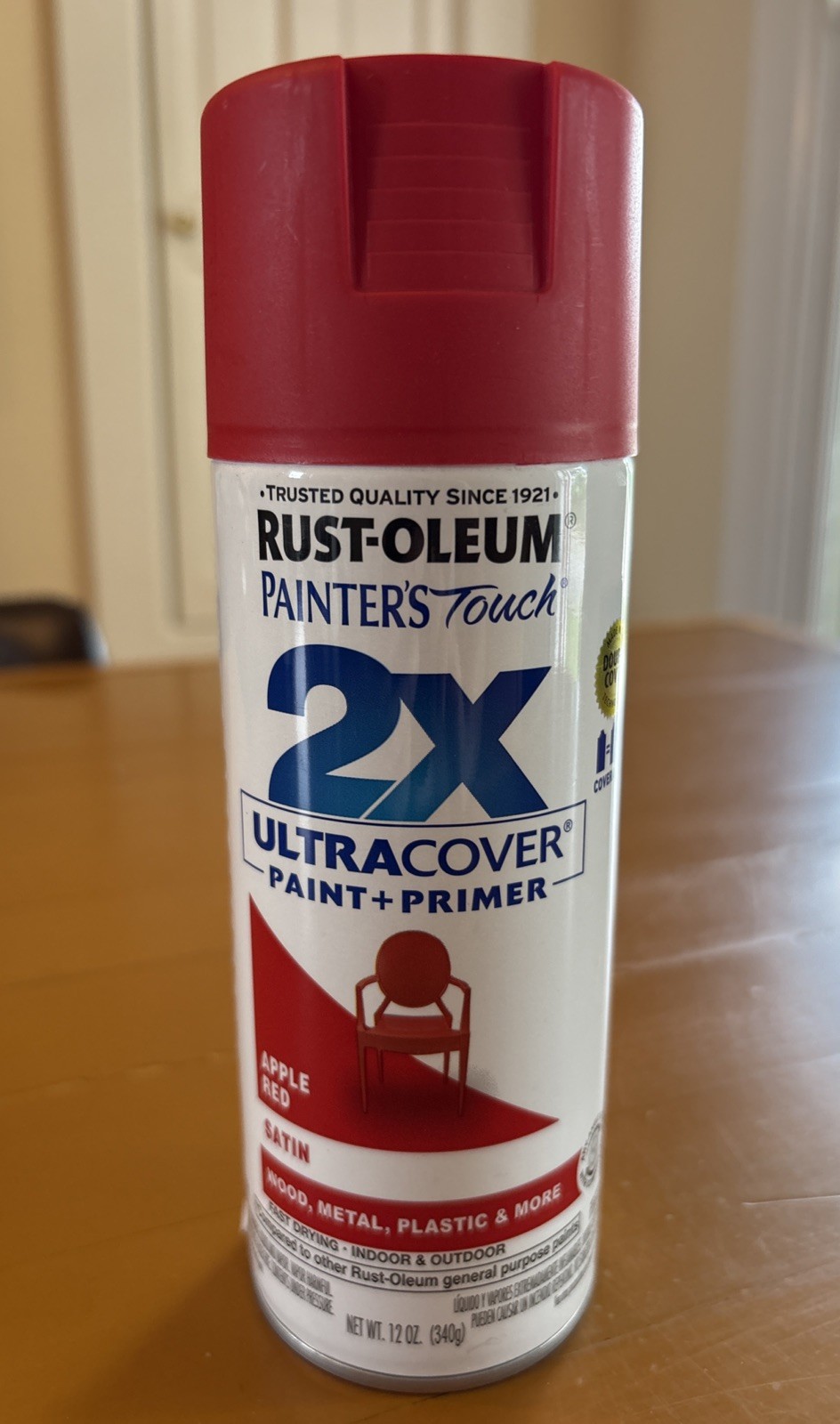 Rust-Oleum Painter’s Touch 2X Ultra Cover Spray Paint, 12 oz Satin Apple Red NEW