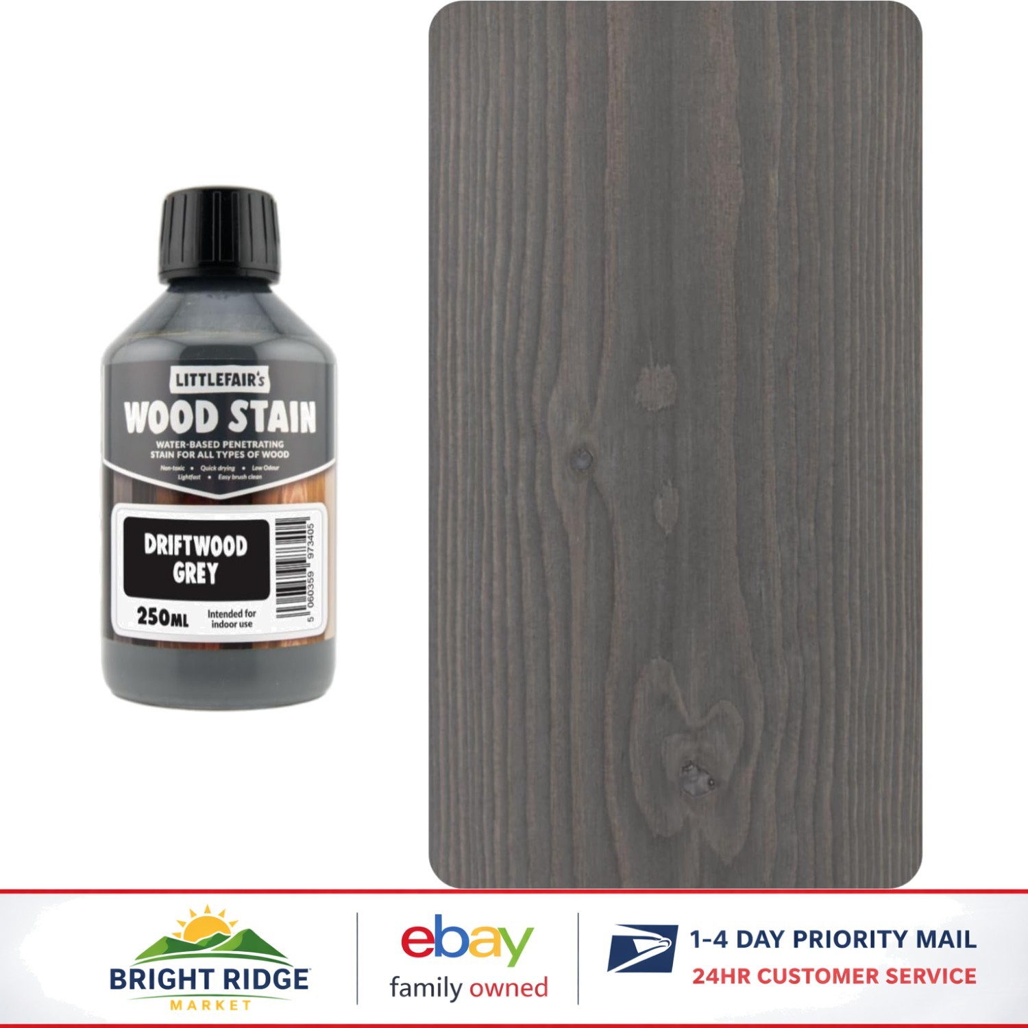 Water Based Wood Stain for Crafts, Driftwood Grey 8.5oz – Eco-Friendly Finish