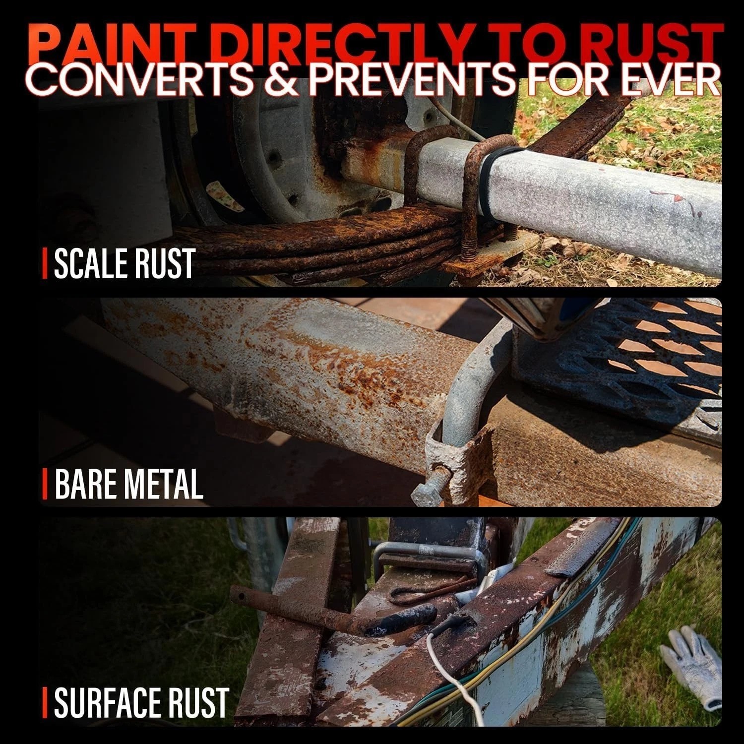 2 in 1 Anti-Rust Converter & Primer Paint – 35 oz Matte Black, 100 sq ft Cover