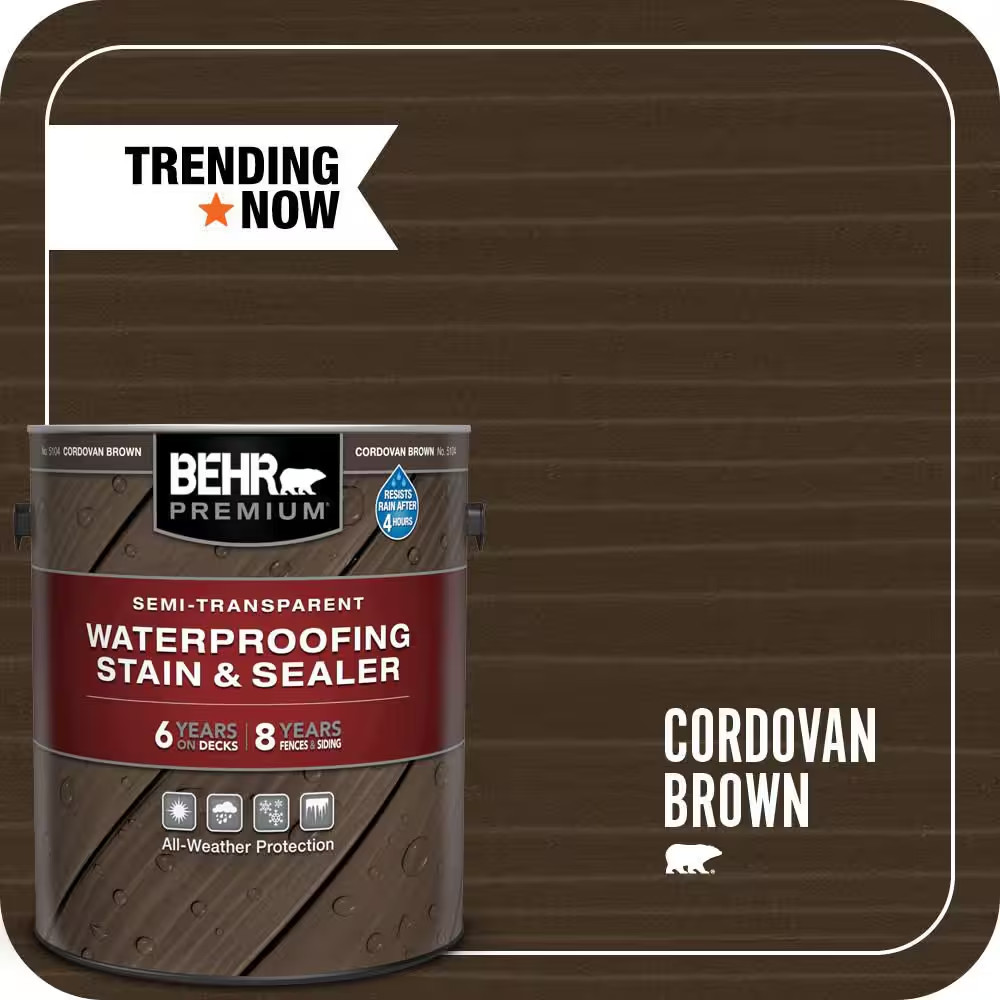 1 gal. #ST-104 Cordovan Brown Semi-Transparent Waterproofing Exterior Wood and