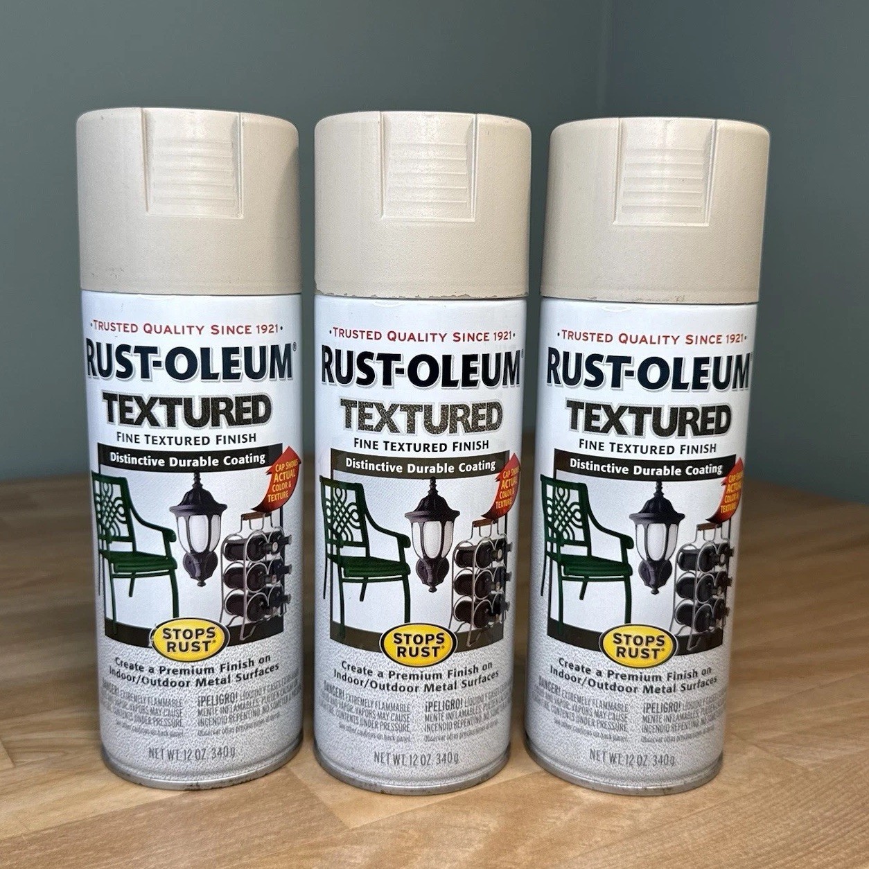 Rust-Oleum Fine Textured Finish Spray Paint 7223 SANDSTONE Indoor Outdoor 3 CANS