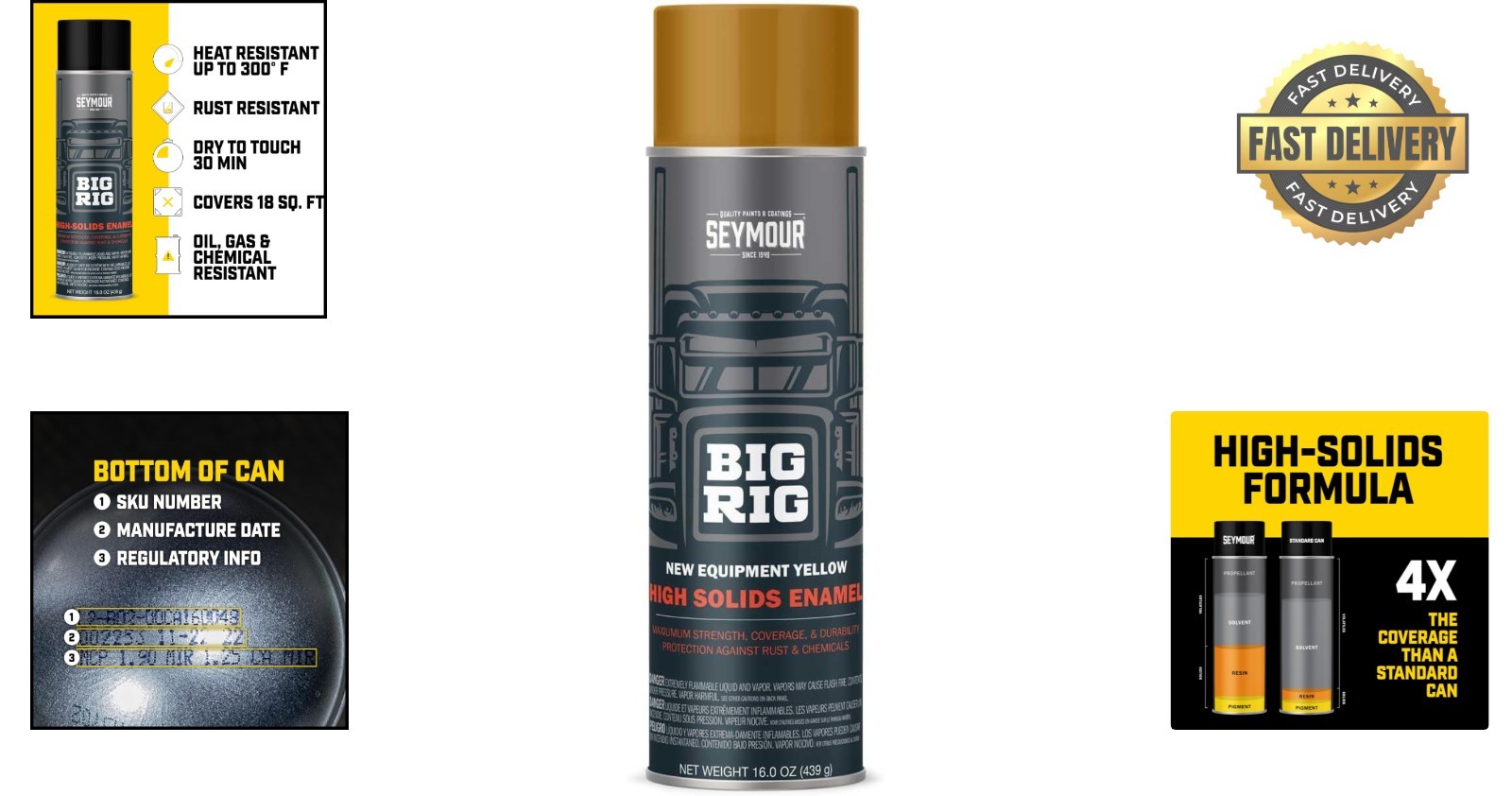 High-Gloss Equipment Yellow Spray Paint 16oz – Rust & Abrasion Resistant Finish