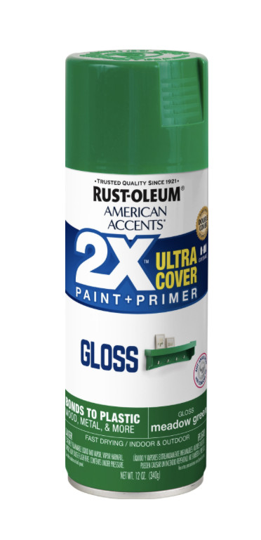 Rust-Oleum American Accents Ultra Cover 2X Gloss Spray Paint, Meadow Green,12 Oz