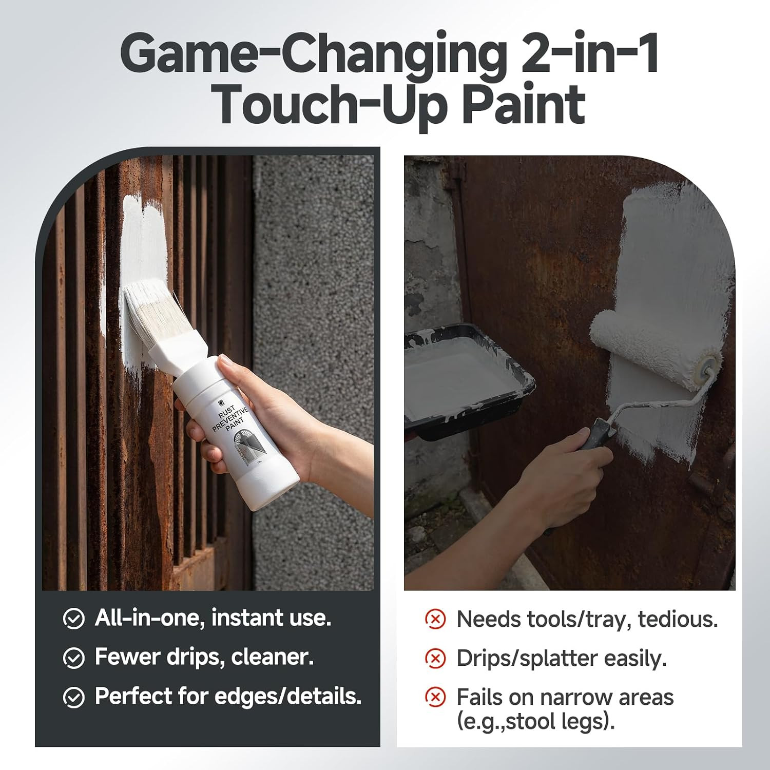 2-in-1 Rust Converter & Metal Primer with Brush(5.29 Oz), Stops & Prevents Corro