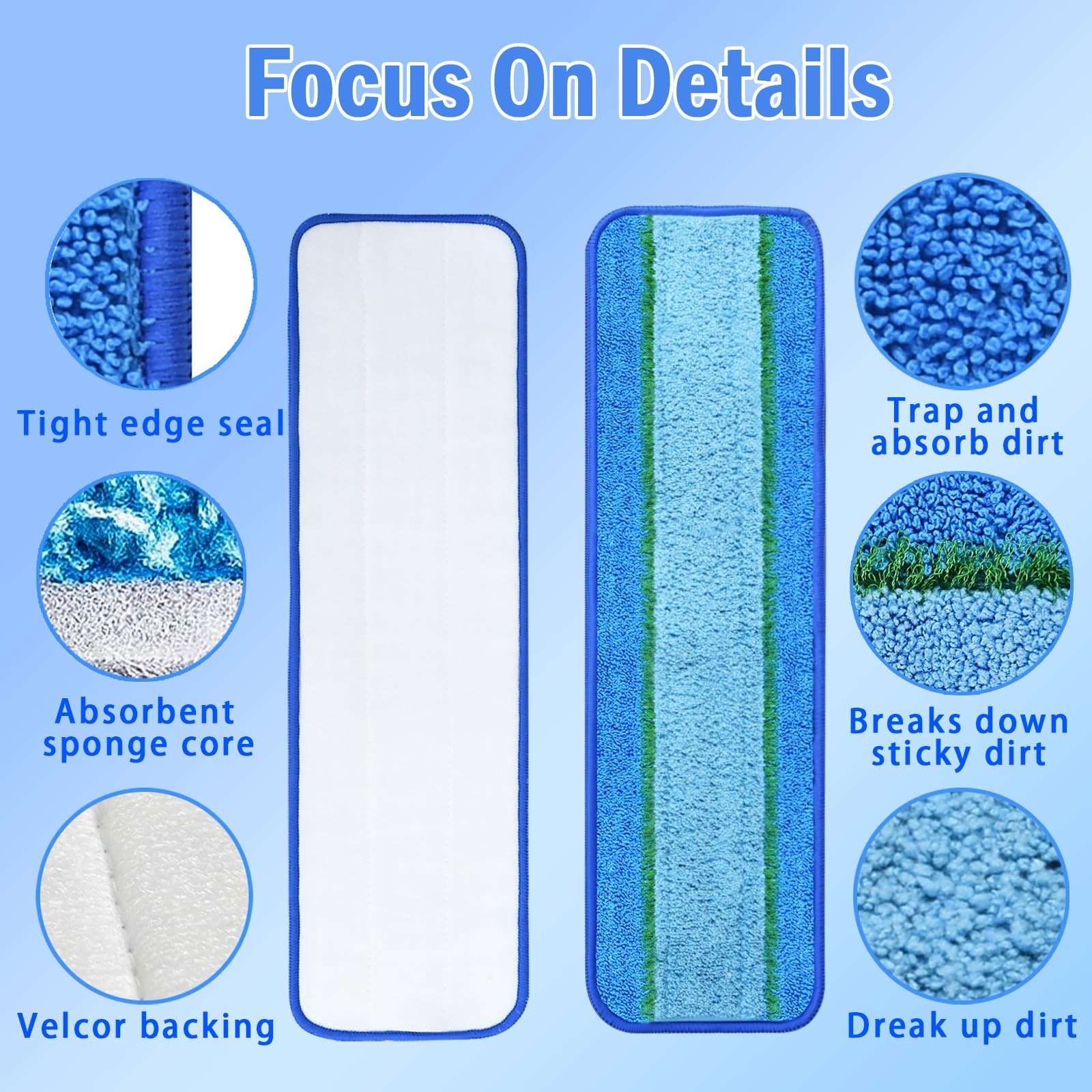 6 Pack Reusable Microfiber Pad for Bona Mop, 6 Pack Value – Use with Bona Mop…