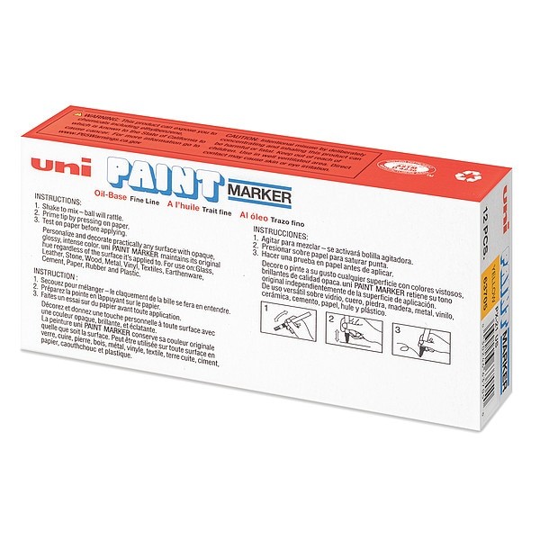 Uni-Paint 63705 Permanent Marker, Fine Tip, Yellow Color Family, Paint, 12 Pk