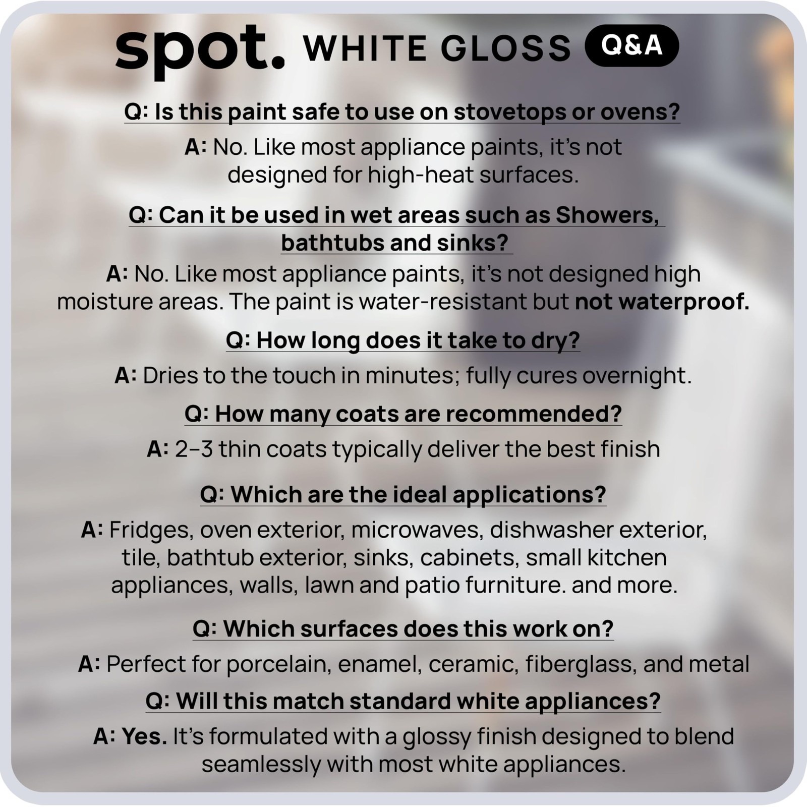 spot. High-Gloss White Touch Up Paint – 1 Fl Oz (Pack of 1), Impeccable