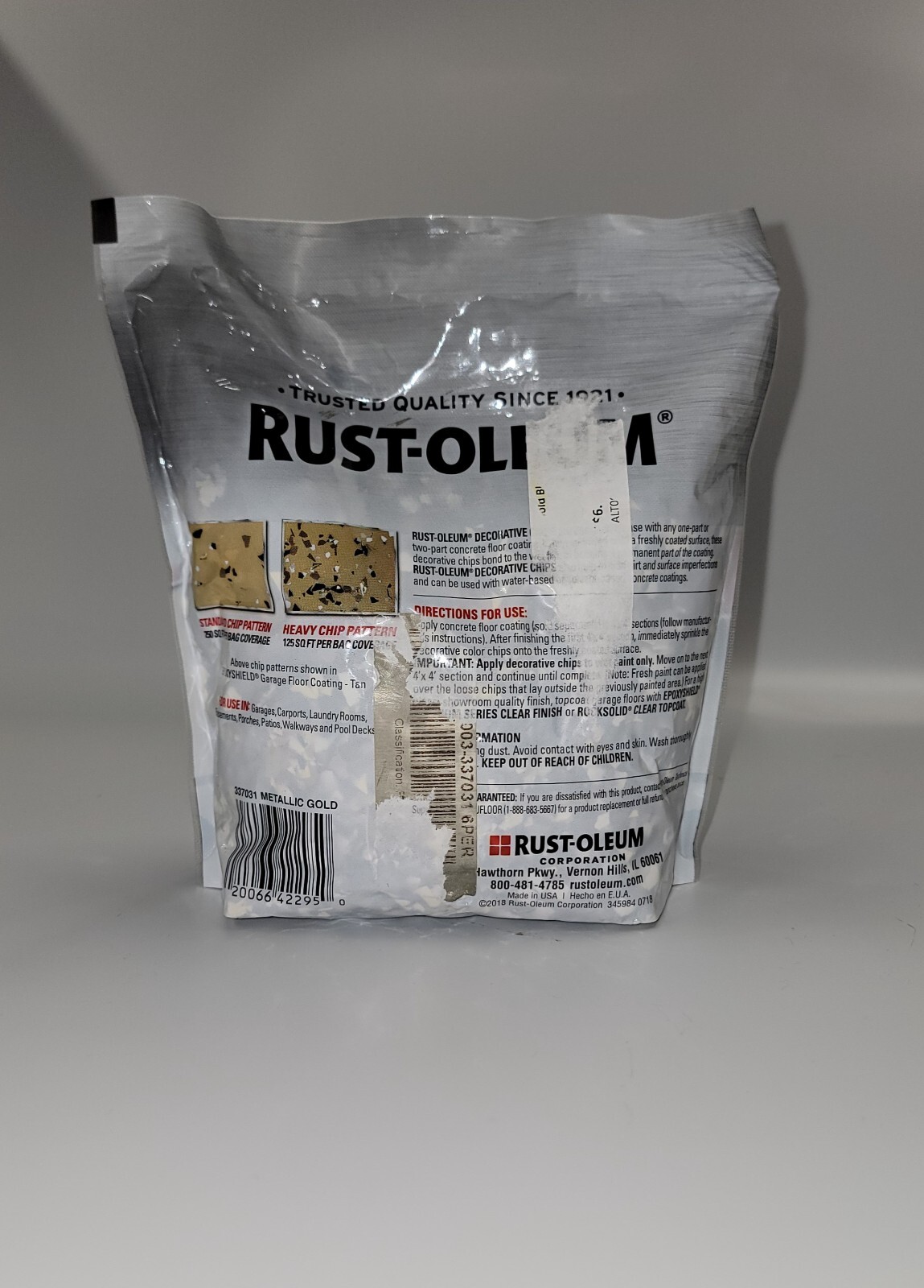 Rust-Oleum Decorative Color Chips, 1 lb, Unopened Bag, NEW, Metallic Gold Blend