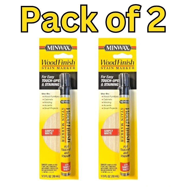 Pack of 2 – Minwax Wood Finish Stain Marker Pen, Simply White 275, 1/3 Fl oz