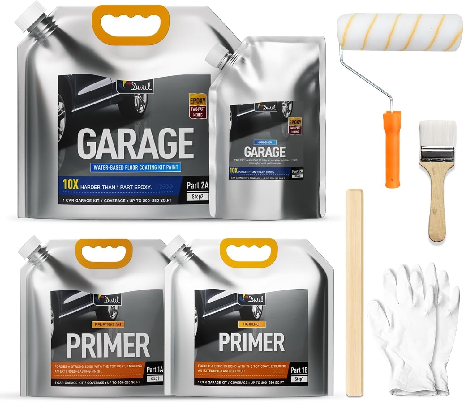 Light Gray Garage Floor Epoxy Coating – 250 Sq Ft High Gloss & Non-Toxic Finish