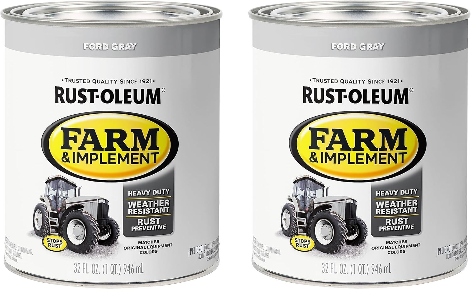 Farm Implement Enamel Paint Ford Gray Quart Rust Preventive Gloss 2 Pack