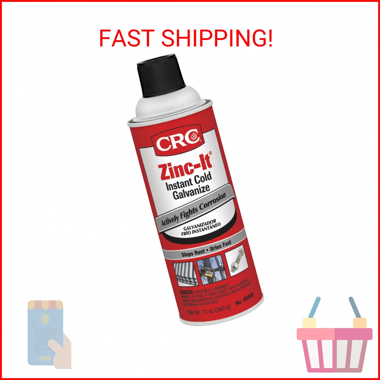CRC 05048 Zinc-It Instant Cold Galvanize – 13 Wt Oz,Gray